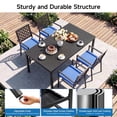 thumbnail image 6 of Vitarpatio 5 Piece Outdoor Patio Dining Set, Metal Outdoor Furniture Set with Rectangular Dining Table and 4 Chairs, All Weather Patio Table and Chairs Set for 4, Hollow Back Armchairs W/ Cushions, 6 of 8
