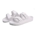 thumbnail image 1 of Outdoor indoor Comfort Slides Double Buckle Adjustable Flat Sandals (White, 37), 1 of 4