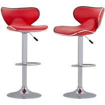 BestOffice Modern Round Red Faux Leather Adjustable 360° Swivel Bar/Office Swivel Chair Two-Piece Set