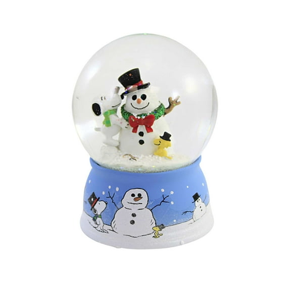 Roman 133797 Musical Dome Snoopy Woodstock Decorating Snowman Snow Globe, 5.5 inch, Multicolor