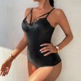 thumbnail image 3 of NECHOLOGY Ropa Interior Mujer Adulto Bodysuit Para Mujer Lencería de cuero para mujer, conjunto de liguero de moda para mujer Negro X-Grande, 3 of 7