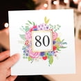 thumbnail image 7 of 3drose, Floral Number 80 Celebrating 80 Years Old 80th Birthday or Anniversary, 6 Greeting Cards with Envelopes, 7 of 7