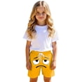 thumbnail image 3 of LIIPEE Girls Shorts Casual Elastic Waist Pockets Cartoon Graphic Printed Shorts Lightweight Beach Shorts Summer Comfortable Breathable Soft Daily Cute Shorts,Orange,7-8 Years, 3 of 7