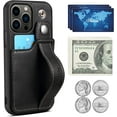 thumbnail image 6 of for iPhone 13 Pro Max Case, PU Leather Wallet Case Back with Elastic Card Slot Magnetic Clasp Kickstand Hand Strap Protective Cover for iPhone 13 Pro Max 6.7 inch 2021 (Black), 6 of 11