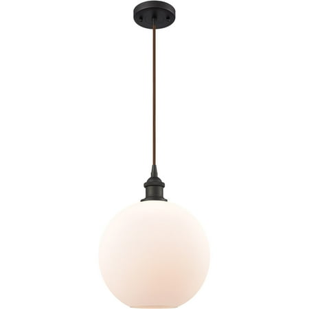 

Oil Rubbed Bronze Tone Mini Pendants 10 Wide Cased Matte White Glass Steel/Cast Brass Medium Base LED 1 Light Fixture