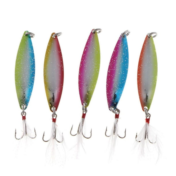 5pcs Metal Fishing Spoons Hard Baits for Trout Bass Pike Walleye Salmon 14g