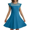 thumbnail image 1 of Robe Fille Enfant Été Manches à Volants Robe Ligne A Couleur Unie Décontractée avec Poches Robe Tout-Petit Bleu Ciel 9 Ans-11 Ans, 1 of 4