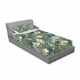 thumbnail image 3 of Floral Bedding Set with Sheet & Covers, Botanic Tropic Leaves and Flowers Hawaiian Theme Summer Plants Illustration, Printed Bedroom Decor 2 Shams, 4 Sizes, Green and White, by Ambesonne, 3 of 3