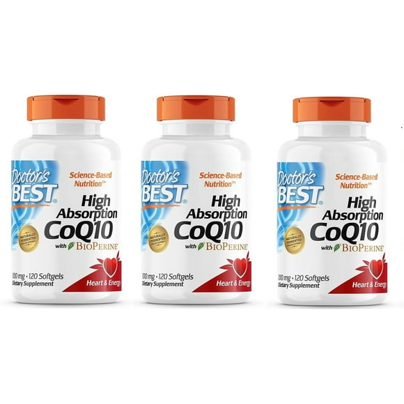 Doctor's Best - High Absorption CoQ10 with BioPerine, 100 mg, 120 Softgels - 3 Packs