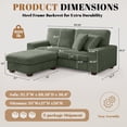 thumbnail image 3 of Poshby 88.58''W Sectional Sofa 3 Seater Couch with Chenille, Modern Square Arm for Living Room, Light Green, 3 of 14