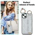 thumbnail image 6 of Allytechgroup 2024 New Trendy Back Case Cover for Apple iPhone 13, Premium PU Leather Luxury Design with Ring Holder Stand Bracket Bumper Shockproof Phone Case for Girls Women, Silver, 6 of 8