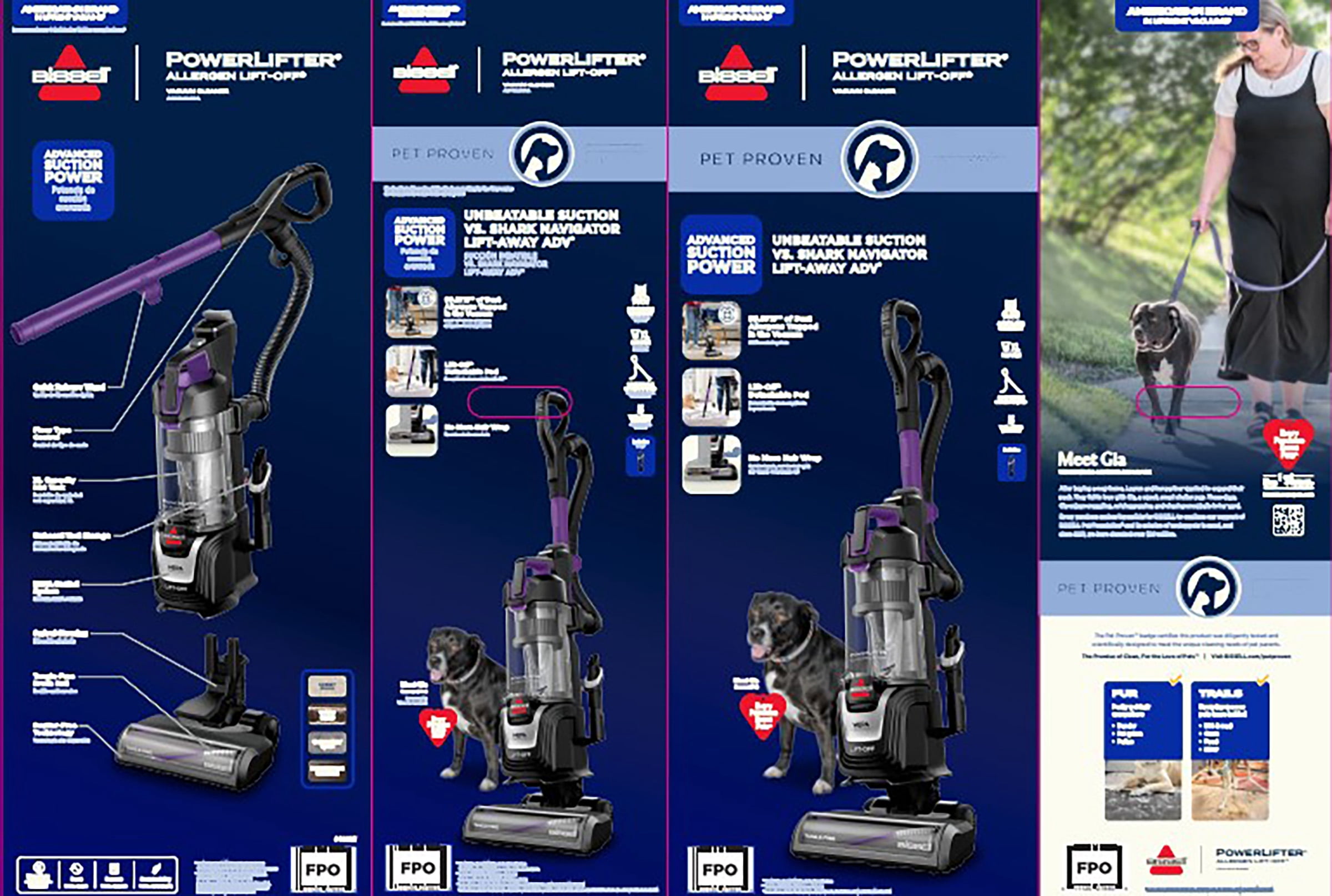 BISSELL PowerLifter Allergen Lift-Off, Bagless, Upright Vacuum, Pet Friendly, HEPA, Powerful Suction, Lift-Off Detachable Pod, Tangle Free Brush Roll, 4082W, Black & Purple