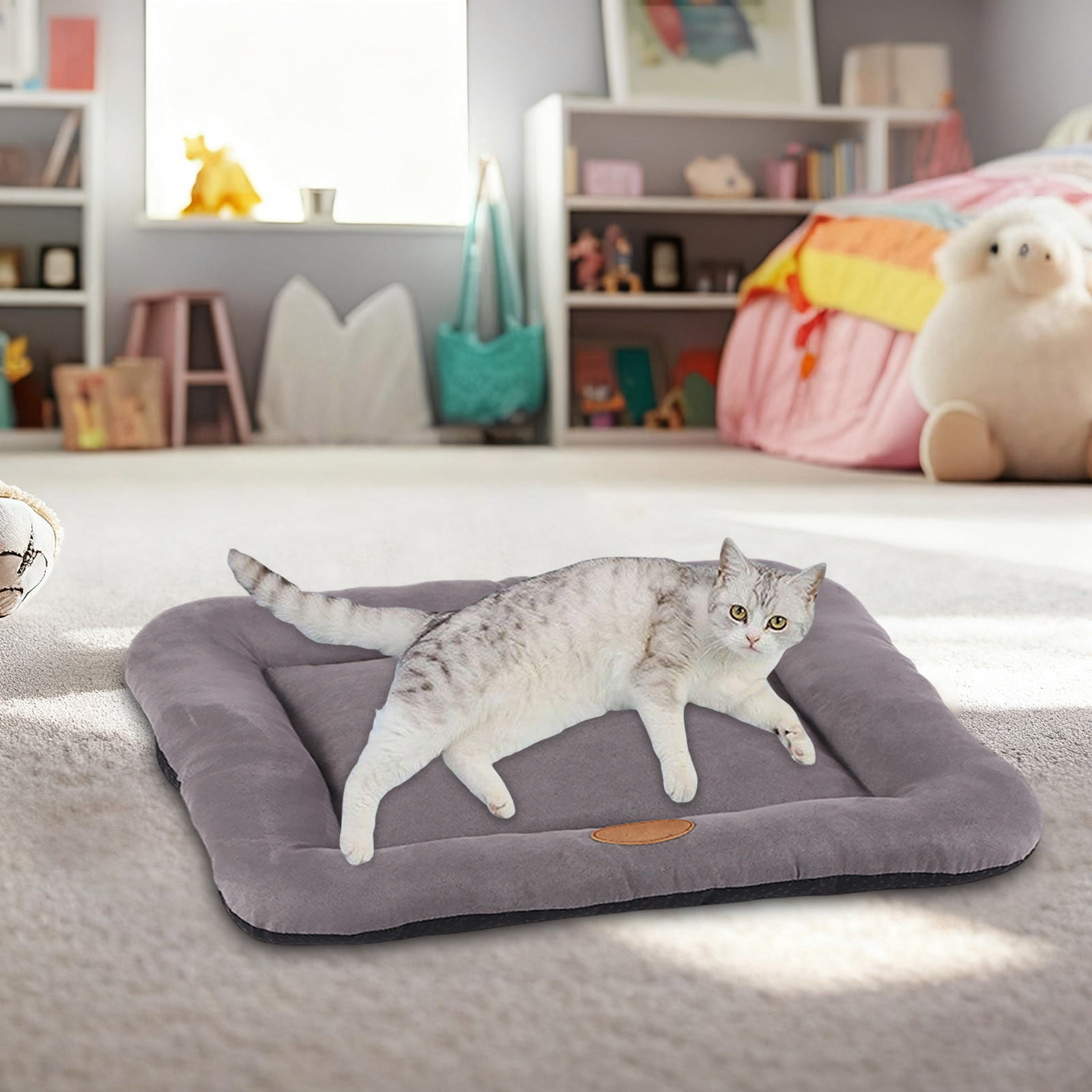 Chew Proof Dog Bed Mat, Waterproof Washable Pet Pad with Resistant Bottom, Cozy Warming Mattress for Crate, Travel, Home Use, Durable Lightweight Mat for Large Medium Small Dogs and Cats
