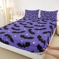 thumbnail image 3 of Manfei Gothic Cartoon Bat Twin Sheet Sets for Kid, Mystic Stars Galaxy Twin Fitted Sheet, Dreamy Halloween Flat Sheet, Ultra Soft Home Decor, 3-Piece, 3 of 7