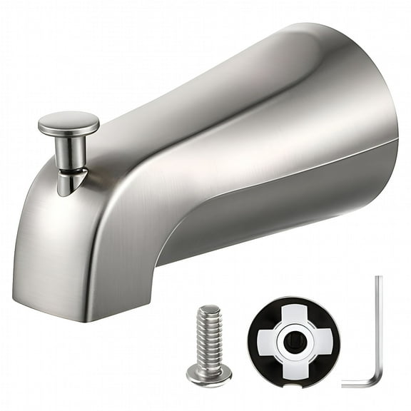 HIBIBUD Sliding Bath Spout Bathtub Faucet with Diverter Fits 1/2" Copper Water Pipe Brushed