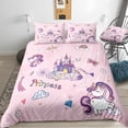 thumbnail image 3 of Move Over Pink Unicorn Bedding Sets Queen Castle Unicorn Pattern Microfiber Cartoon  Duvet Cover No Filling, 3 of 3