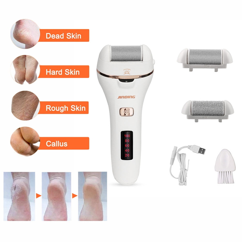 PENGXIANG Callus Remover for Feet, Electric Foot File Rechargeable Pedicure Tools, Professional Callous Remover Kit with 2 Roller Heads, LED Light, 2 Speeds for for Cracked Heels and Dead Skin