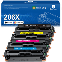 206X Toner Cartridges (With Chip) Compatible for HP 206A Toner Cartridges for HP 206X W2110X Toner for Color Laserjet Pro MFP M283fdw (4-Pack)