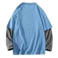 thumbnail image 4 of T Shirts for Men Casual Tops Winter Fall Long Sleeve Fashion Simple Fake Two Piece Pullover Round Neck Bottoming Shirt T-shirt Top, 4 of 5