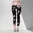 thumbnail image 2 of Bibifish Women's Graphic Yoga Pants Cherry Blossom Print Elastic Waist Tummy Control Yoga Pants Soft Spring Picnic Elegant Leggings, 2 of 4