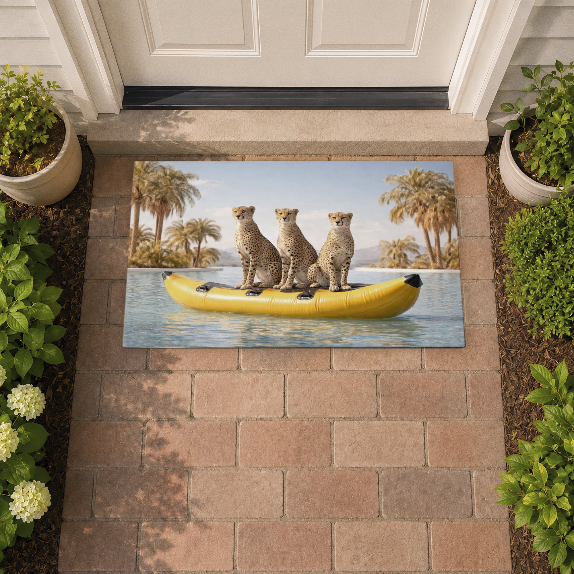 Stupell Industries Three Cheetahs on Lake Printed Outdoor Door Floor Mat, design by Ziwei Li