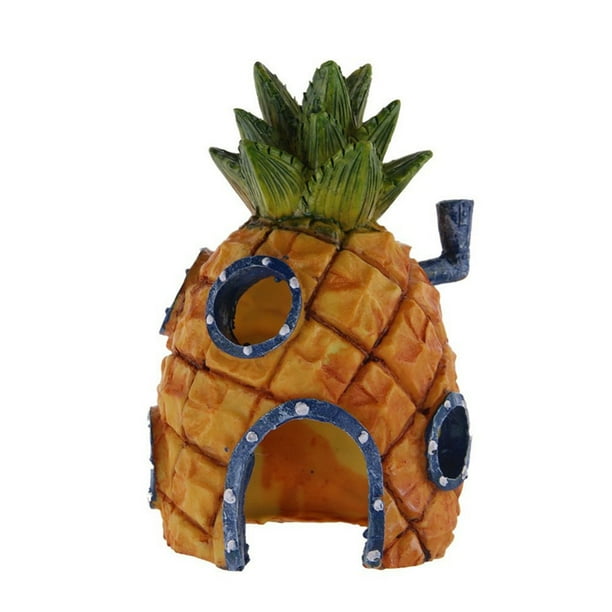 1 pieza Casa de piña Bob Esponja Casa de resina Acuario Pecera Paisajismo Adornos de dibujos animados Peces y camarones Evitar decoración Casa de piña Simulación Resina Dibujos animados Pecera Conjun JAMW Sencillez
