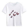 thumbnail image 4 of Awdenio Kids Girls Flag Butterflies Print Short Sleeve T-Shirt, Crew Neck Casual Tee ,Soft Top in Multi-Colors,for Patriotic Events and Everyday Wear,Size2-13, 4 of 4