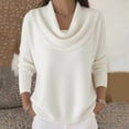 thumbnail image 2 of FRSASU Cowl Neck Sweaters for Women Fall Winter Lightweight Long Sleeve Sweater Casual Loose Basic Knit Pullover Tops White, 2 of 4