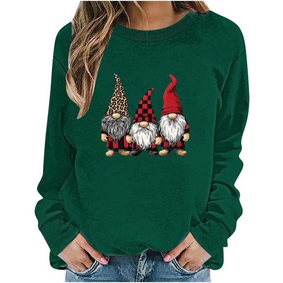 Fall Fashion Must Haves Womens Long Sleeve Santa Cozy Pullover Sweatshirt Round Neck Christmas Top Women Fall Clothes My Items