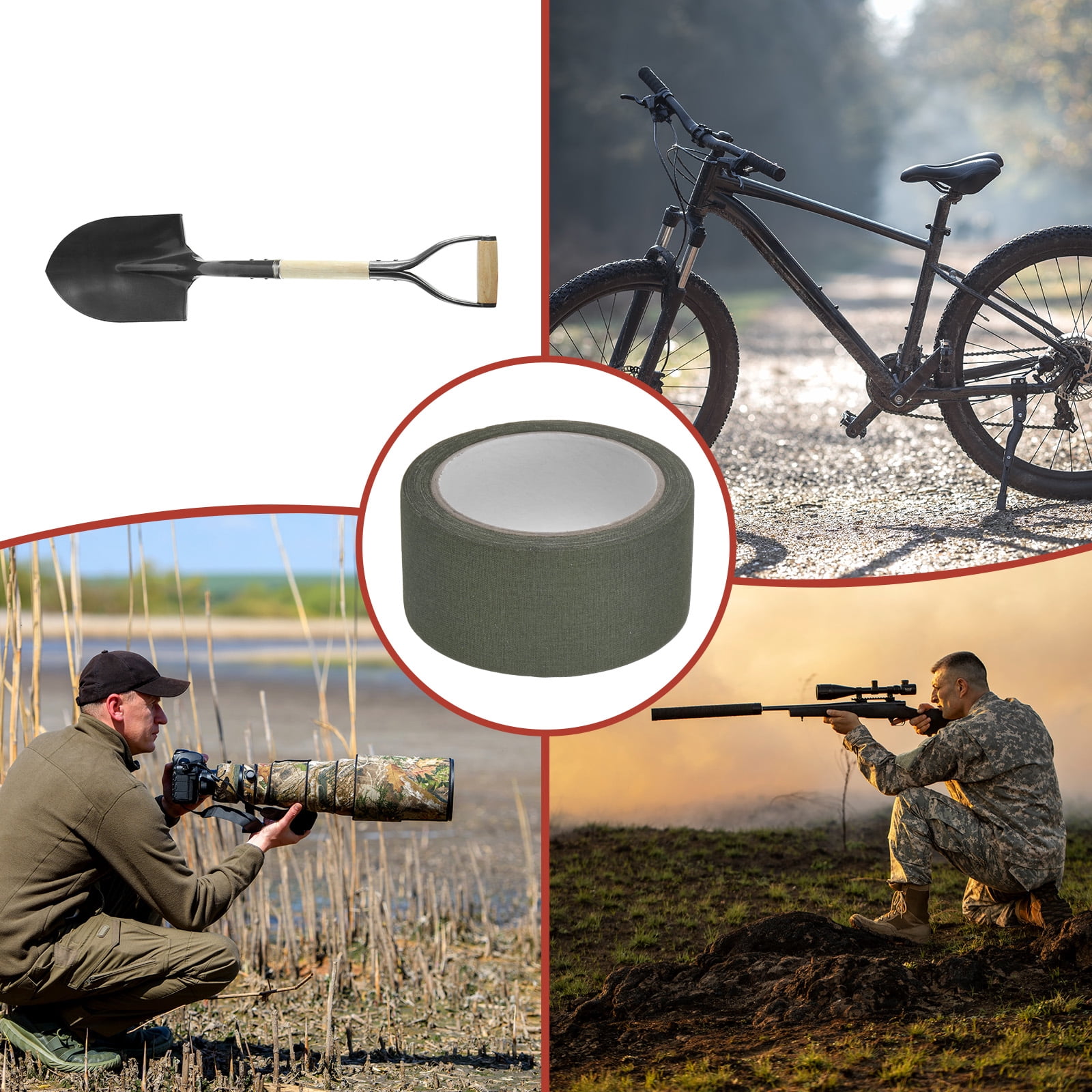 Uxcell 2.0IN x 10.94Yards Camouflage Tape [2PCS] - Self Adhesive Camo Tape for Outdoor Camping & Hunting - [Army Green]