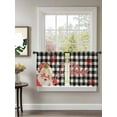thumbnail image 2 of Merry Christmas Sheer Curtains 54 Inch Long 2 Panels, Red Santa Claus Winter Snowflake Black Plaid Light Filtering Rod Pocket Semi Sheer Curtains, Sheer Voile Drapes for Living Room Bedroom, 52"x54", 2 of 5