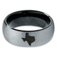 thumbnail image 2 of Tungsten Texas The Lone Star State Band Ring 8mm Men Women Comfort Fit Black Dome Brushed Gray Polished, 2 of 4