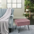 thumbnail image 5 of Dark Rose Velvet Tufted Ottoman Entryway Bench, 19.5"x12.5"x17"H Comfy Furry Makeup Stools Sturdy Foot Rest Stool Bedroom End of Bed Living Room Couch Vanity Home Decor Outdoor, 5 of 18