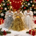 thumbnail image 5 of OKKVV Angel Tree Topper | 12 in Christmas Angel Tree Topper with Wings Angel Figurine Ornament, Classic Glitter Xmas Tree Top Decoration for Indoor Home Party Christmas Decor Gold, 5 of 8