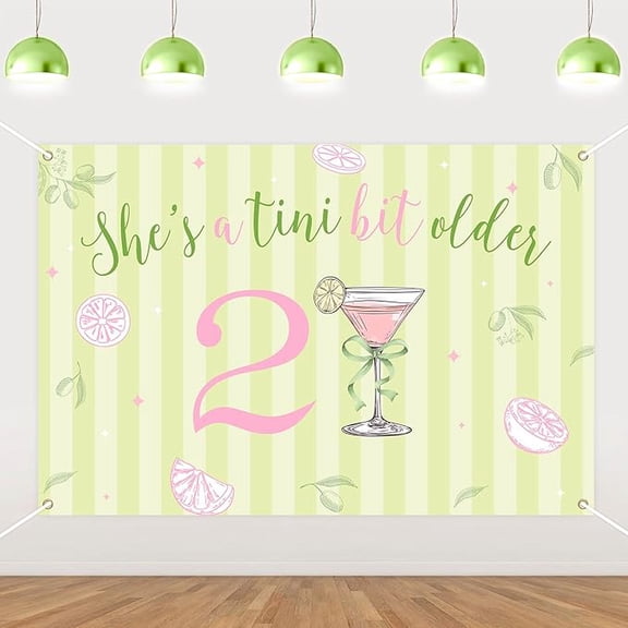 Martini 21st Birthday Decoration She's A Tini Bit Older Backdrop Banner 4.92x3.28ft Pink Martini Birthday Decor Martini-Bar Bow Party Cocktail Olive Tini Bar Party Decor for Bday Bachelorette
