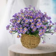 thumbnail image 6 of 444 Bundles Outdoor Artificial Daisies Fake Flowers UV Resistant Shrubs, Faux Plastic Greenery for Indoor Outside Hanging Plants Garden Porch Window Box Home Wedding Farmhouse Decor(Purple), 6 of 7