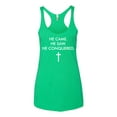 thumbnail image 2 of Wild Bobby He Came He Saw He Conquered Inspirational/Christian Women Tri-Blend Racerback Tank Top, Envy, Large, 2 of 6