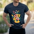 thumbnail image 2 of NAMTYQX Mens Graphic Tees Stretchy Plus Size Slacking Short Sleeve Baggy Crew Neck Casual Patterned Stretch Light True Classic T Shirts for Men Navy Size L, 2 of 5