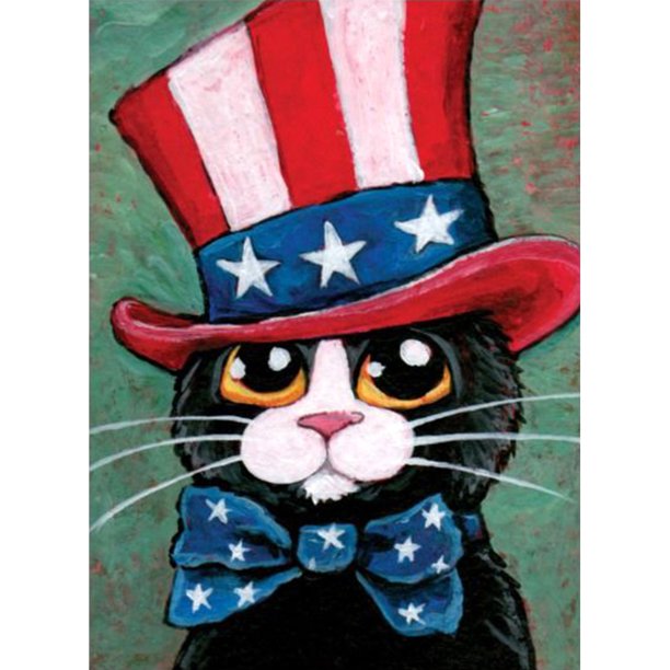Pintura de diamante (DE6753) 5D DIY Hat Cat Square Rhinestone Picture Kit 45x60cm FLhrweasw Nuevo
