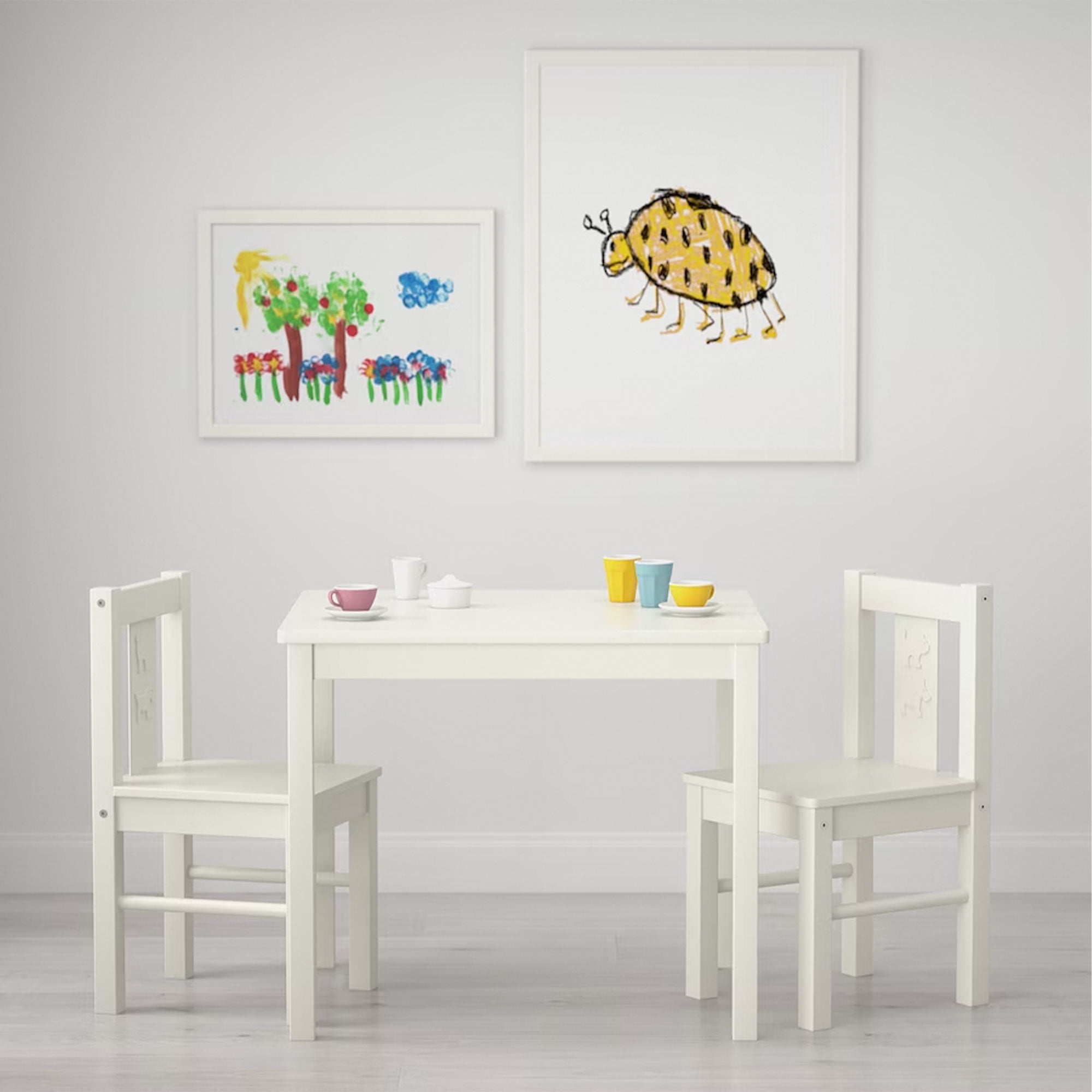 PJ Wood Kids Play Table - Durable Wood Construction - White