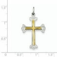 thumbnail image 2 of Sterling Silver Rhodium-Plated Polished Vermeil Budded Cross Pendant (30 X 20) Made In United States qc7928, 2 of 2