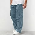 thumbnail image 2 of YUGYXL Mens Drawstring Cargo Pants Trendy Stretch Waist Wide Leg Pants with Multiple Pockets Outdoor Hiking Trousers Light Blue L, 2 of 9