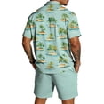 thumbnail image 4 of longantii 2 Pieces Outfit for Men Breathable Button Down Hawaiian Tops and Shorts Comfy Short Sleeve Beach Blouses and Shorts 2026 Shirt and Beach Shorts Sets Mint Green L, 4 of 6