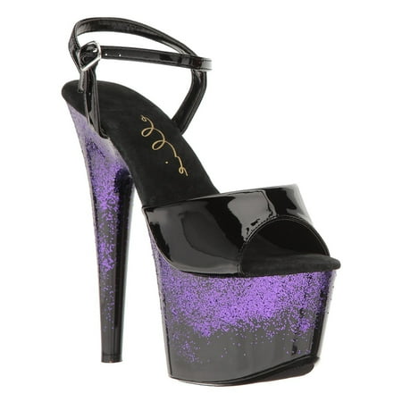 

ELLIE 709-CARI Women s 7 Heel Peep Toe Ankle Strap Shiny Glitter Sandals