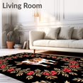 thumbnail image 2 of ODIKA 3'x5' Machine Washable Non-Slip Area Rug, Rustic Highland Cow Surrounded by Berry and Fern Swirls High Traffic Rug with Pad, Black, 745076, 2 of 8