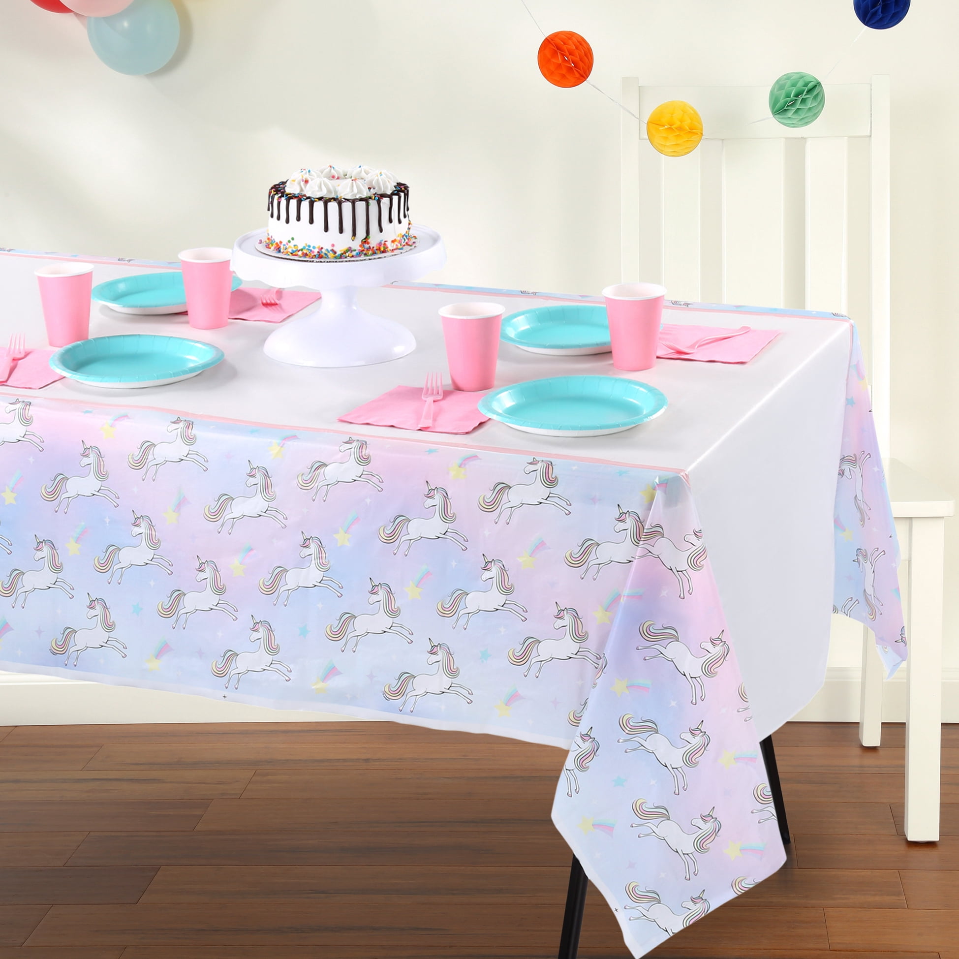 Way to Celebrate! Dreamy Unicorn Plastic Party Tablecloth, 84 x 54in