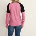 thumbnail image 2 of Two Tone Waffle Knit Crewneck Sweater Pink Medium, 2 of 4