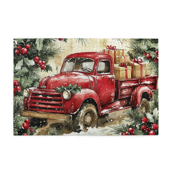 1000 PCS truck Christmas Gifts 1000 piece puzzle for adults,Stress relieving pleasure,Brain Challenge,Vintage Style Christmas Wooden High difficulty puzzle,Unique and Beautiful Design,Relax yourself