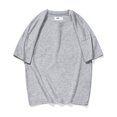 thumbnail image 2 of Kedxroy T-Shirt for Boys Short Sleeve Plain Cotton Classic Summer Casual Stripe(Grey,8-9), 2 of 3