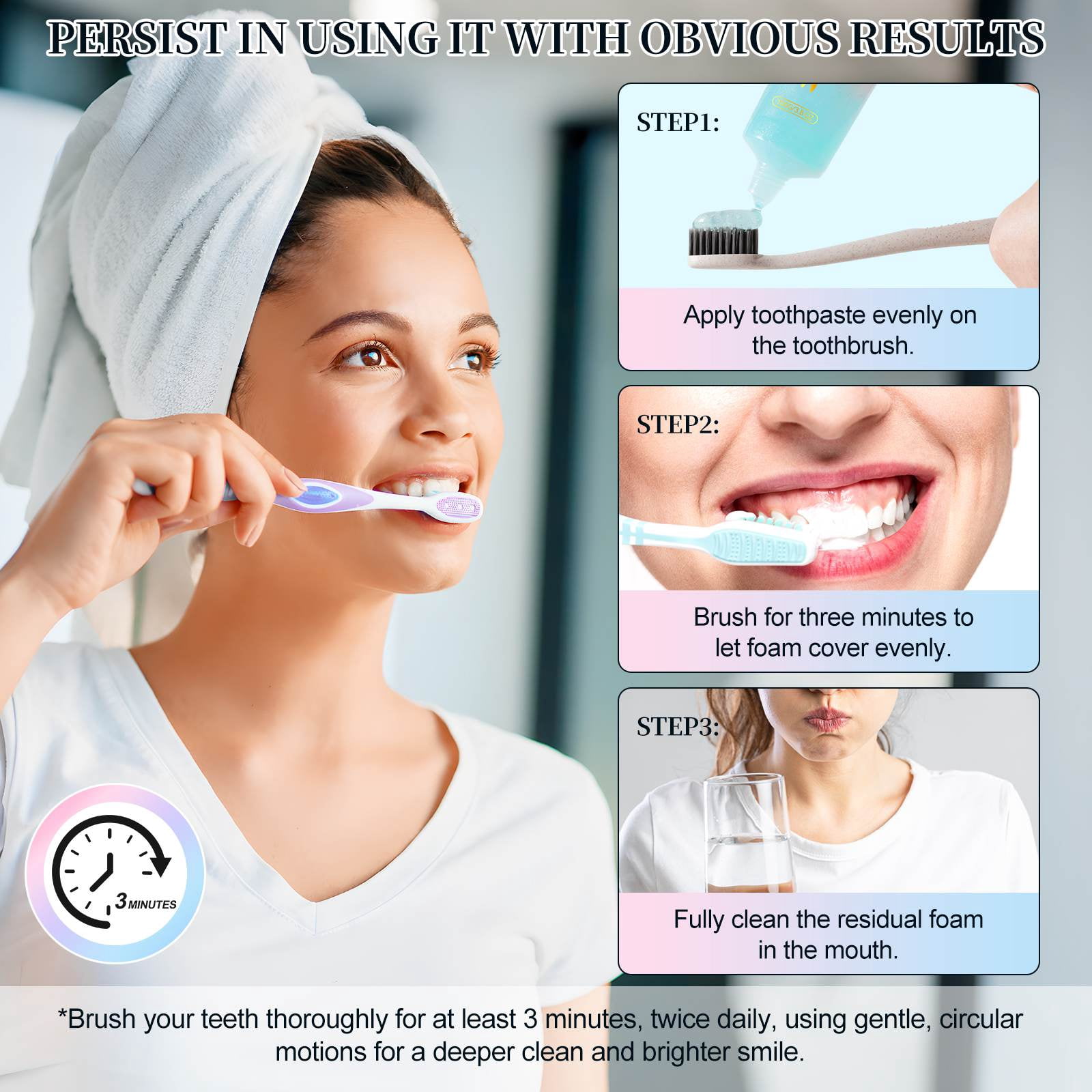 3 Pack Niacinamide Toothpaste, Whitens Teeth, Long-Lasting Freshness, 3.8 OZ